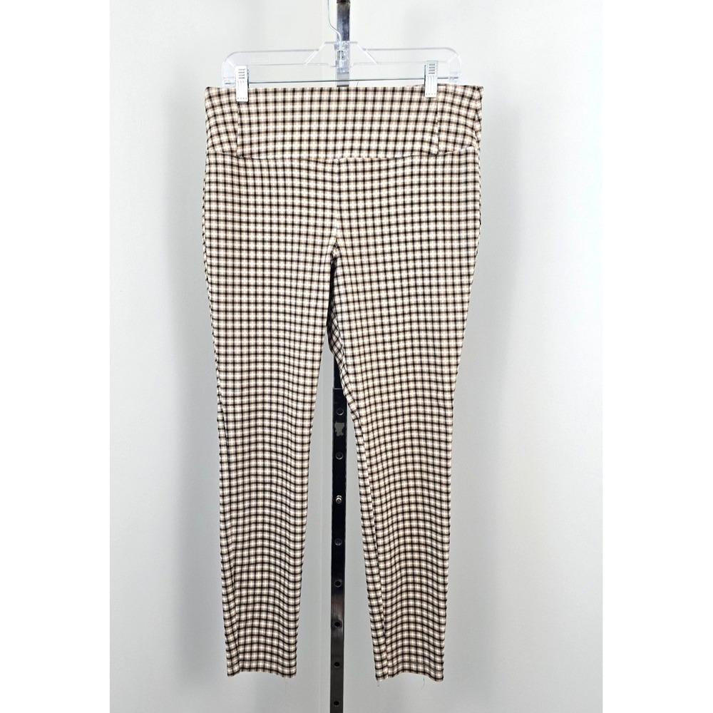 Worthington Skinny Plaid Pull-on Pants Brown Black 12